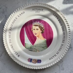 Vintage Queen Elizabeth ll Commemorative Plate from 1957